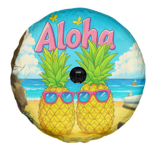 Aloha Sunglasses Pineapples Tropical Hawaii Spare Tire Cover Beach Vacation Oasis Summer Vibes TS02 Print Your Wear