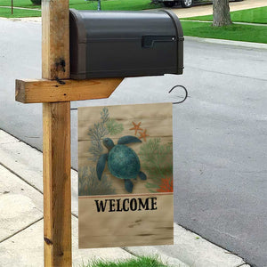 Welcome Sea Turtle Coastal Coral Wood Texture Ocean Garden Flag TS02 Print Your Wear
