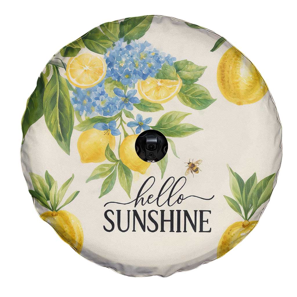 Hello Sunshine Watercolor Lemons and Hydrangeas Floral Spare Tire Cover TS02 Print Your Wear
