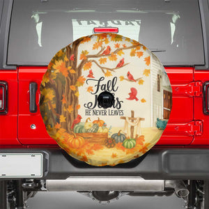 Fall for Jesus He Never Leaves Autumn Church and Pumpkins Spare Tire Cover TS02 Light Beige Print Your Wear