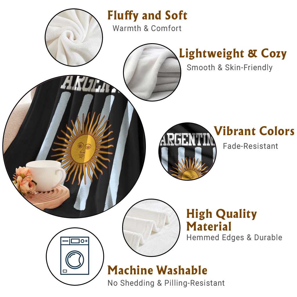 Argentina Sun of May Flag Retro Graphic Throw Blanket Patriotic Argentine Heritage Pride Souvenir TS02 Print Your Wear