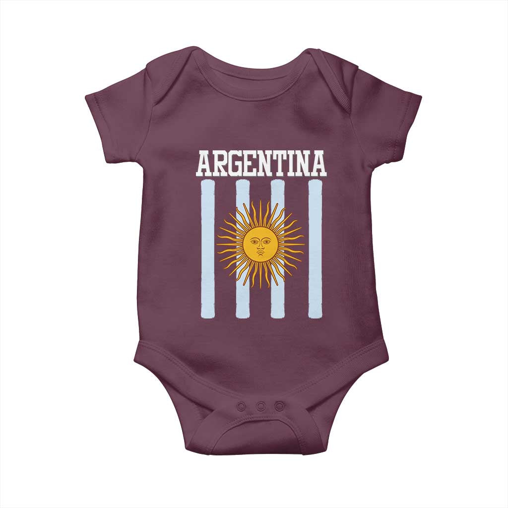Argentina Sun of May Flag Retro Graphic Baby Onesie Patriotic Argentine Heritage Pride Souvenir TS02 Maroon Print Your Wear