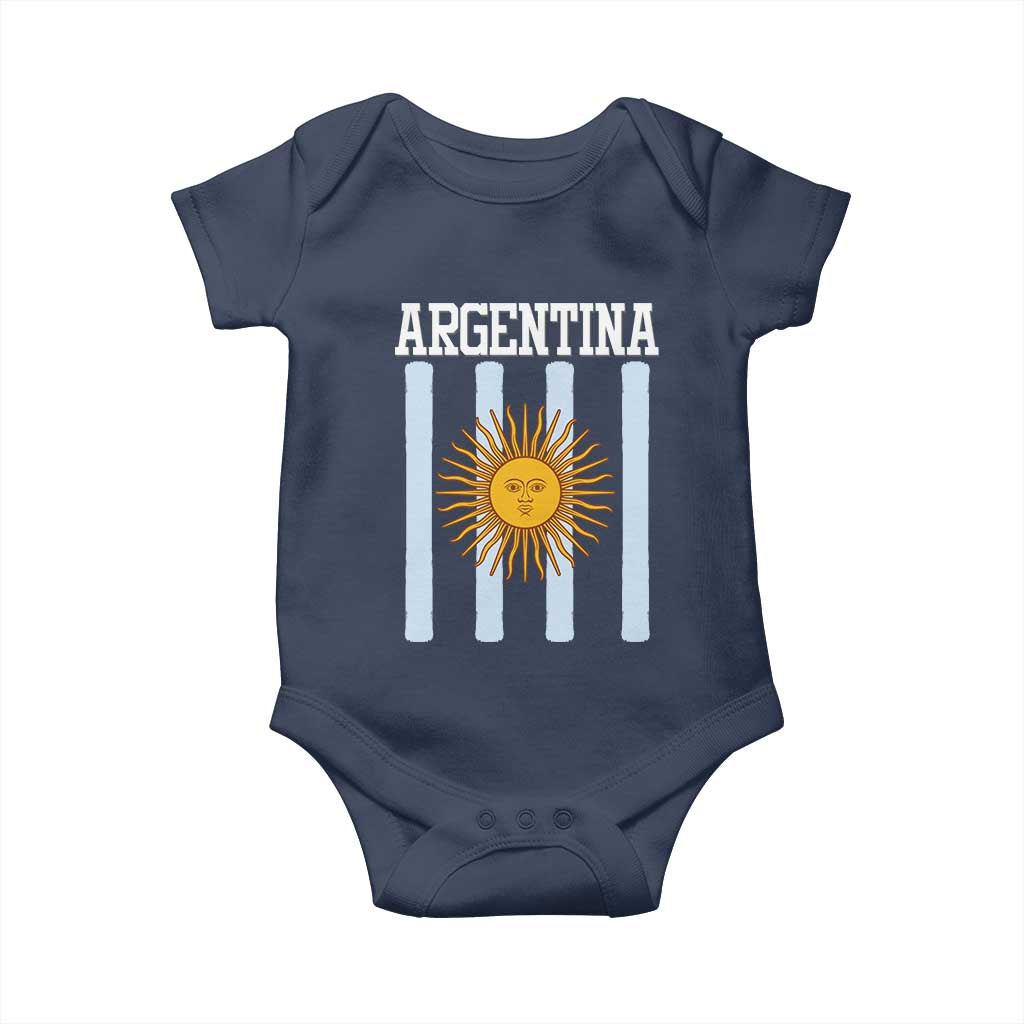 Argentina Sun of May Flag Retro Graphic Baby Onesie Patriotic Argentine Heritage Pride Souvenir TS02 Navy Print Your Wear