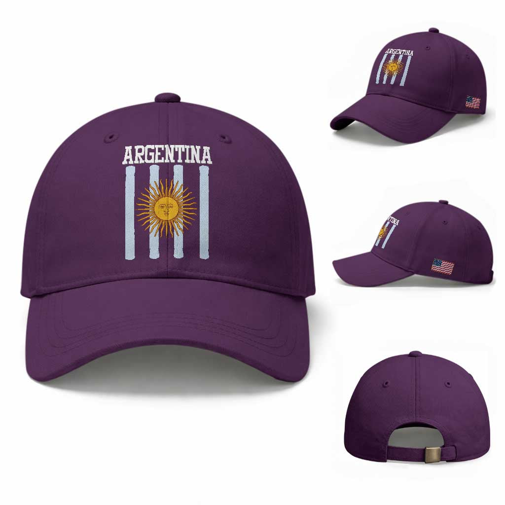 Argentina Sun of May Flag Retro Graphic Baseball Cap Patriotic Argentine Heritage Pride Souvenir TS02 Baseball Cap Universal Fit Purple Print Your Wear