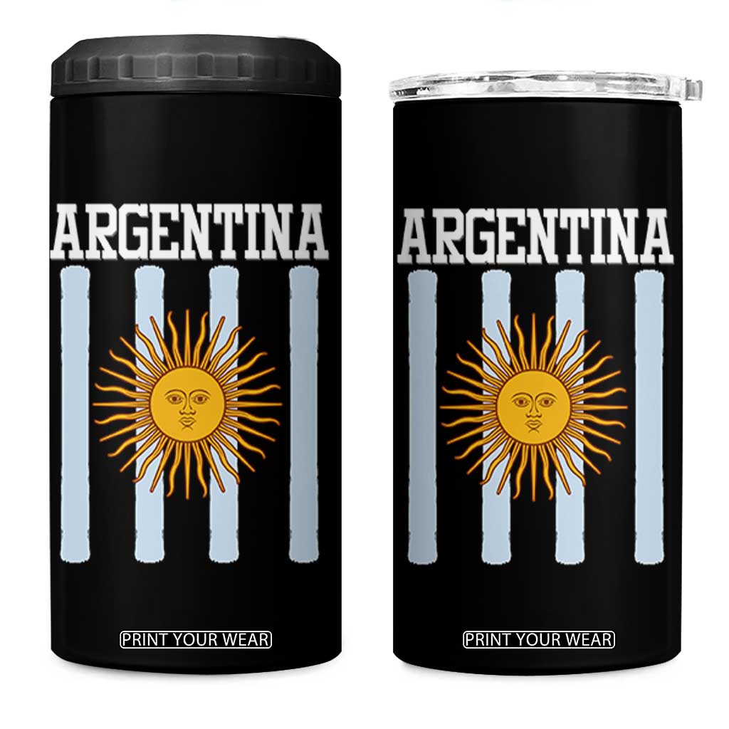 Argentina Sun of May Flag Retro Graphic 4 in 1 Can Cooler Tumbler Patriotic Argentine Heritage Pride Souvenir TS02 One Size: 16 oz Black Print Your Wear