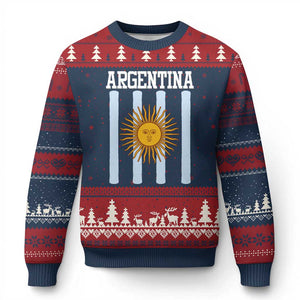 Argentina Sun of May Flag Retro Graphic Ugly Christmas Sweater Patriotic Argentine Heritage Pride Souvenir TS02 Navy Red Print Your Wear