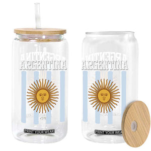 Argentina Sun of May Flag Retro Graphic Glass Can Patriotic Argentine Heritage Pride Souvenir TS02 Print Your Wear