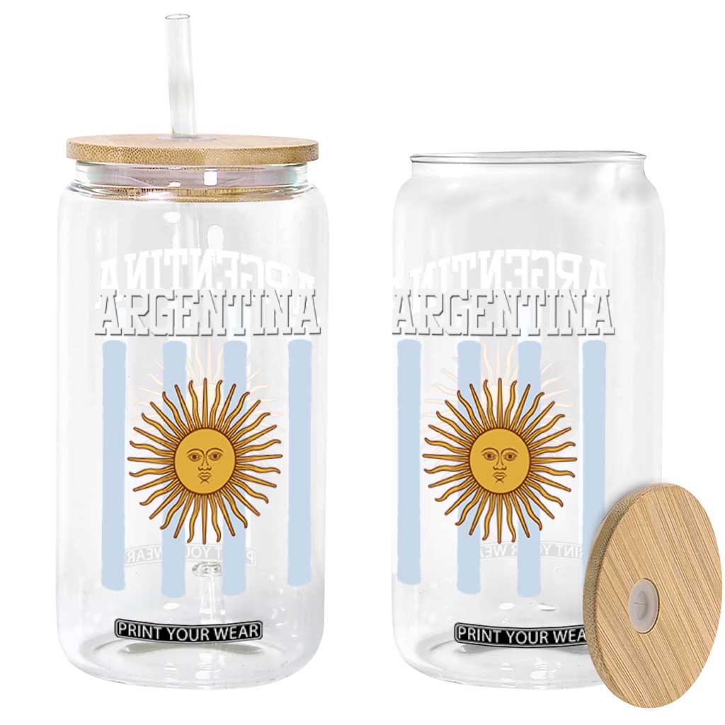 Argentina Sun of May Flag Retro Graphic Glass Can Patriotic Argentine Heritage Pride Souvenir TS02 Print Your Wear