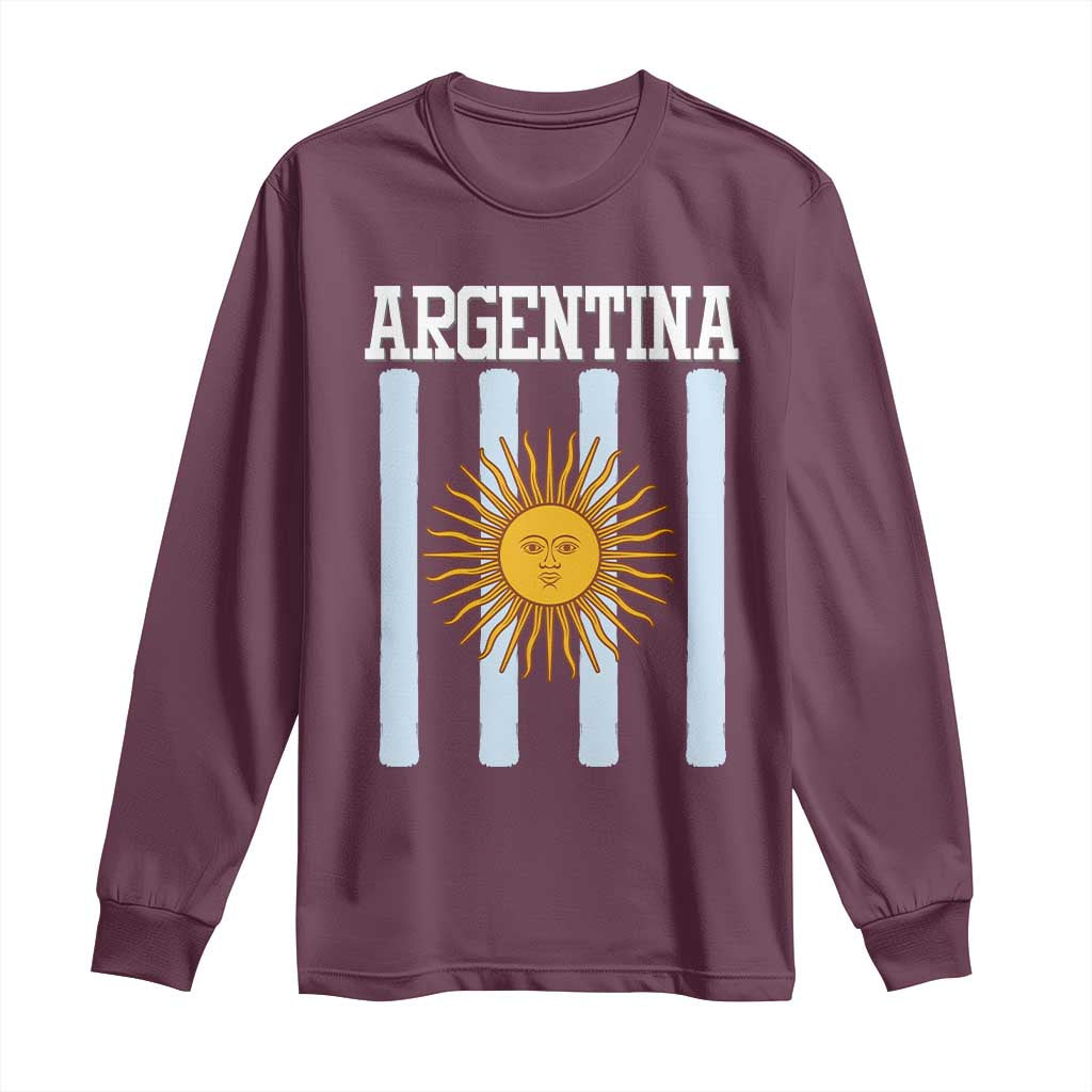 Argentina Sun of May Flag Retro Graphic Long Sleeve Shirt Patriotic Argentine Heritage Pride Souvenir TS02 Maroon Print Your Wear