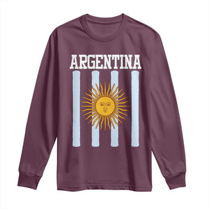 Argentina Sun of May Flag Retro Graphic Long Sleeve Shirt Patriotic Argentine Heritage Pride Souvenir TS02 Maroon Print Your Wear