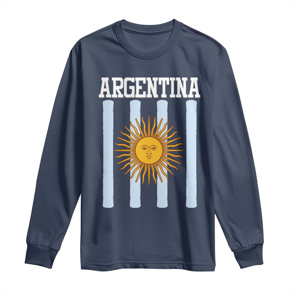 Argentina Sun of May Flag Retro Graphic Long Sleeve Shirt Patriotic Argentine Heritage Pride Souvenir TS02 Navy Print Your Wear