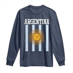 Argentina Sun of May Flag Retro Graphic Long Sleeve Shirt Patriotic Argentine Heritage Pride Souvenir TS02 Navy Print Your Wear