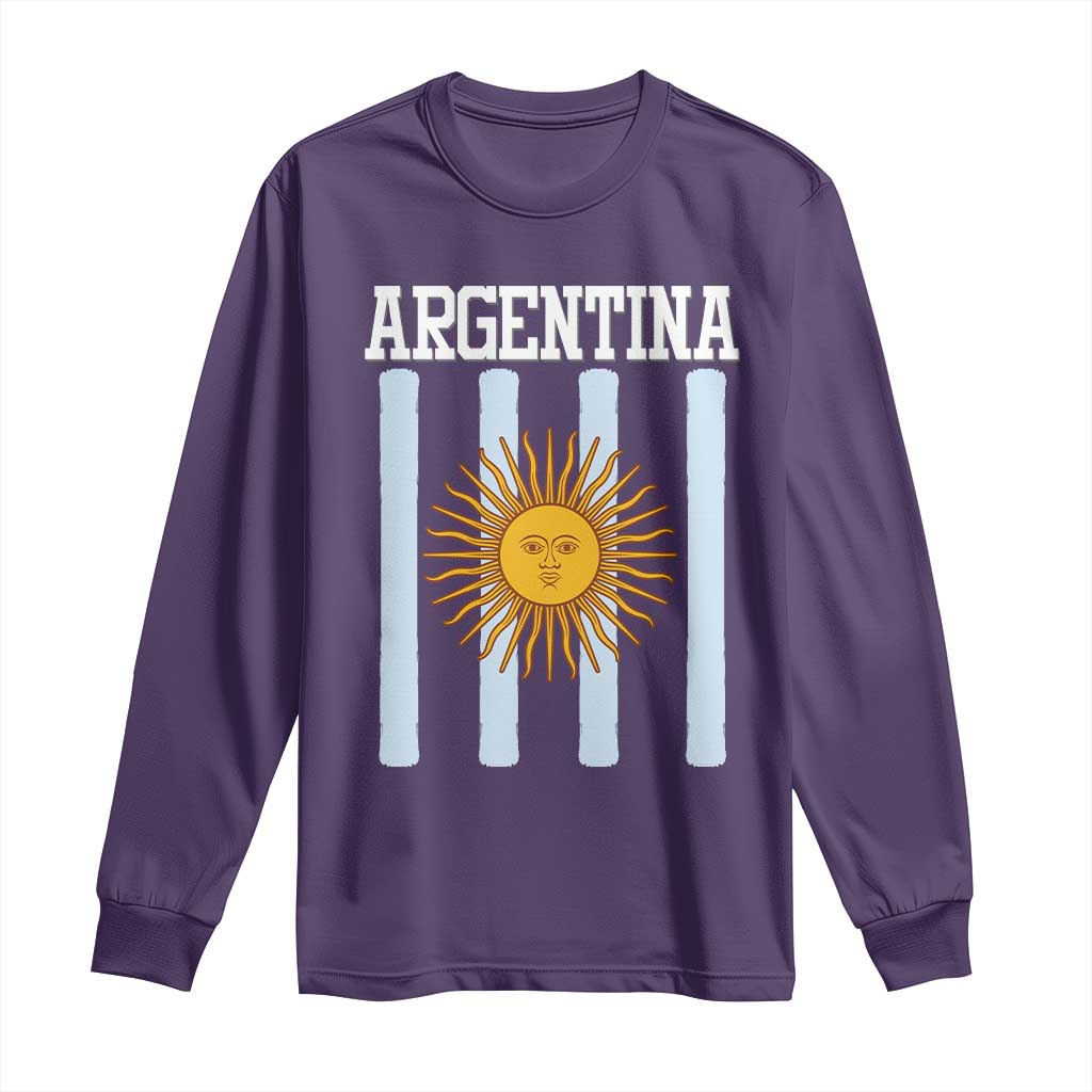 Argentina Sun of May Flag Retro Graphic Long Sleeve Shirt Patriotic Argentine Heritage Pride Souvenir TS02 Purple Print Your Wear