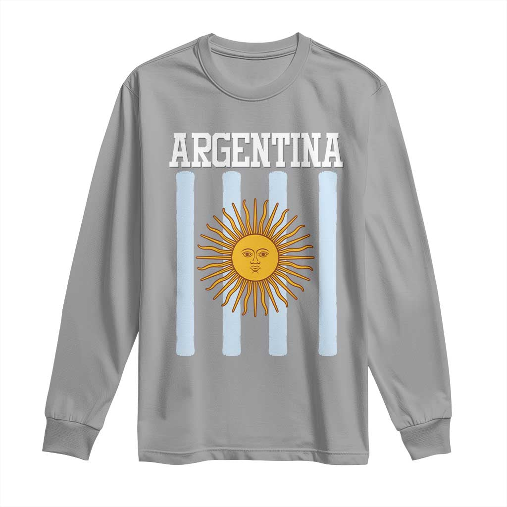 Argentina Sun of May Flag Retro Graphic Long Sleeve Shirt Patriotic Argentine Heritage Pride Souvenir TS02 Sport Gray Print Your Wear