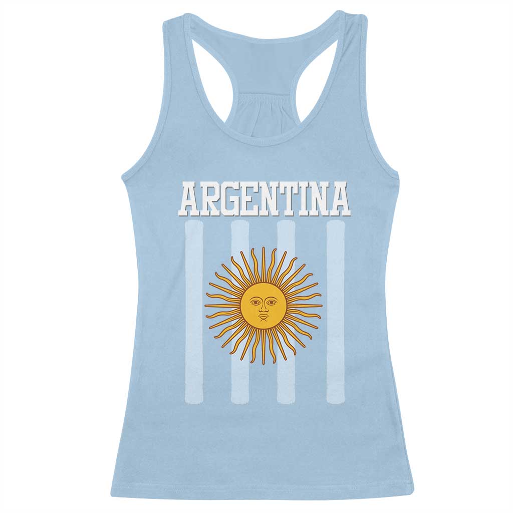 Argentina Sun of May Flag Retro Graphic Racerback Tank Top Patriotic Argentine Heritage Pride Souvenir TS02 Light Blue Print Your Wear
