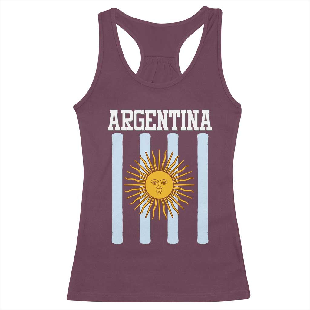 Argentina Sun of May Flag Retro Graphic Racerback Tank Top Patriotic Argentine Heritage Pride Souvenir TS02 Maroon Print Your Wear