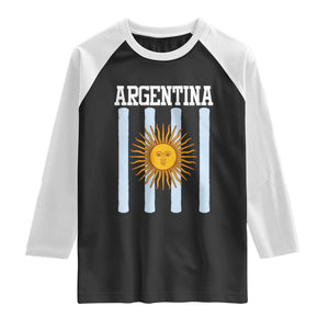 Argentina Sun of May Flag Retro Graphic Raglan Shirt Patriotic Argentine Heritage Pride Souvenir TS02 Black White Print Your Wear