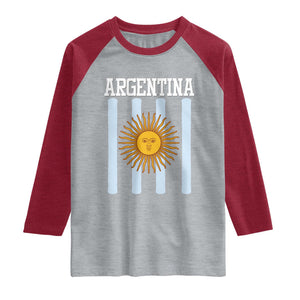 Argentina Sun of May Flag Retro Graphic Raglan Shirt Patriotic Argentine Heritage Pride Souvenir TS02 Heather Gray Heather Red Print Your Wear