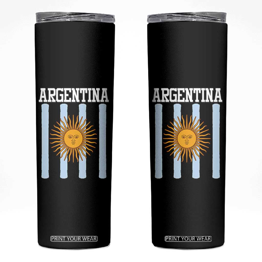 Argentina Sun of May Flag Retro Graphic Skinny Tumbler Patriotic Argentine Heritage Pride Souvenir TS02 Black Print Your Wear