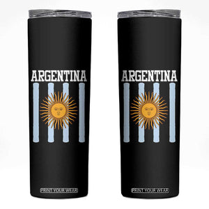 Argentina Sun of May Flag Retro Graphic Skinny Tumbler Patriotic Argentine Heritage Pride Souvenir TS02 Black Print Your Wear