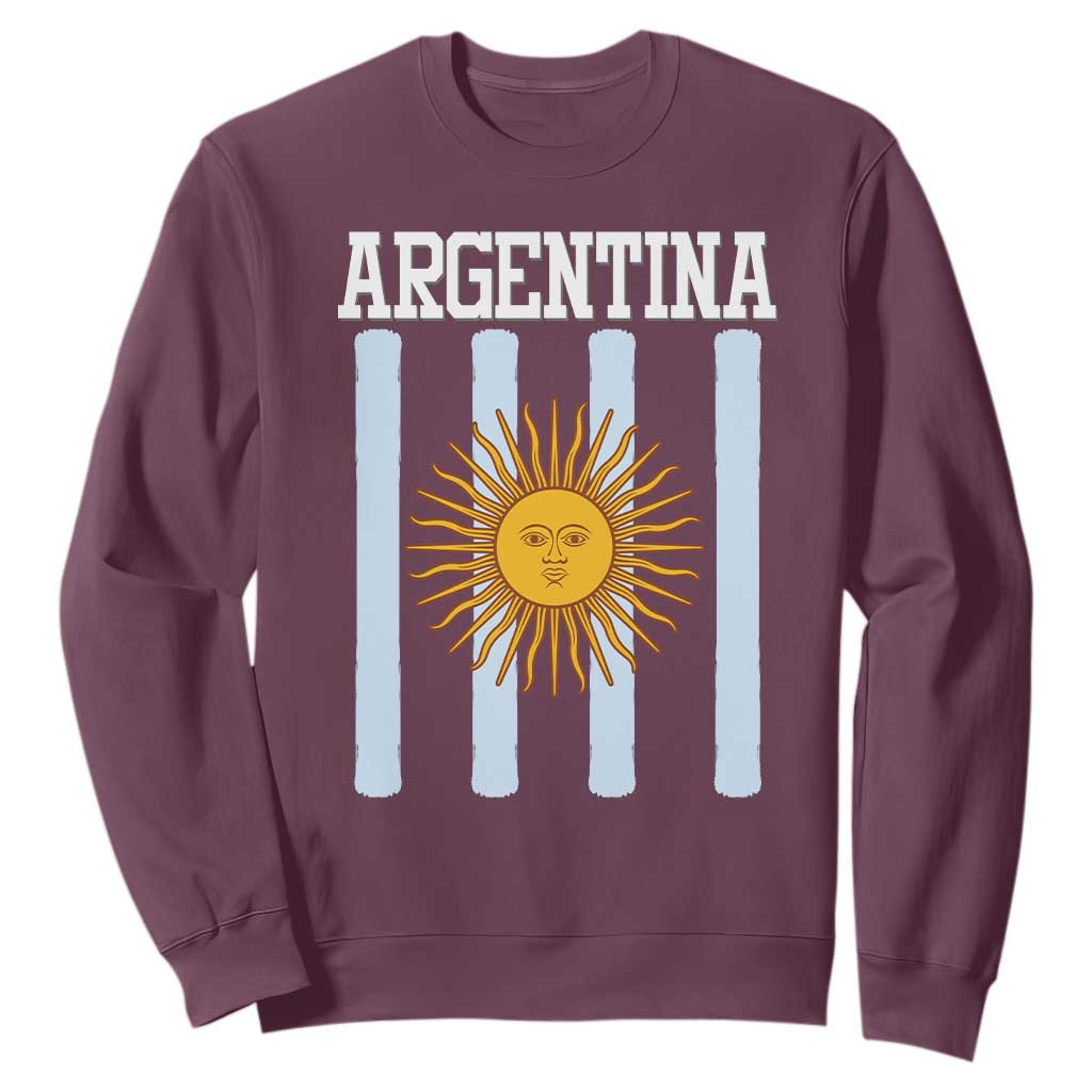 Argentina Sun of May Flag Retro Graphic Sweatshirt Patriotic Argentine Heritage Pride Souvenir TS02 Maroon Print Your Wear