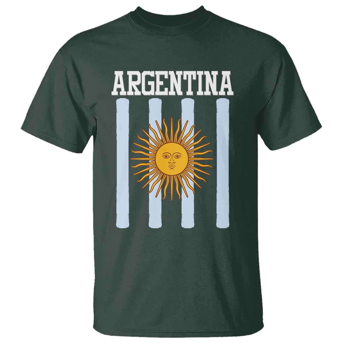 Argentina Sun of May Flag Retro Graphic T Shirt Patriotic Argentine Heritage Pride Souvenir TS02 Dark Forest Green Print Your Wear