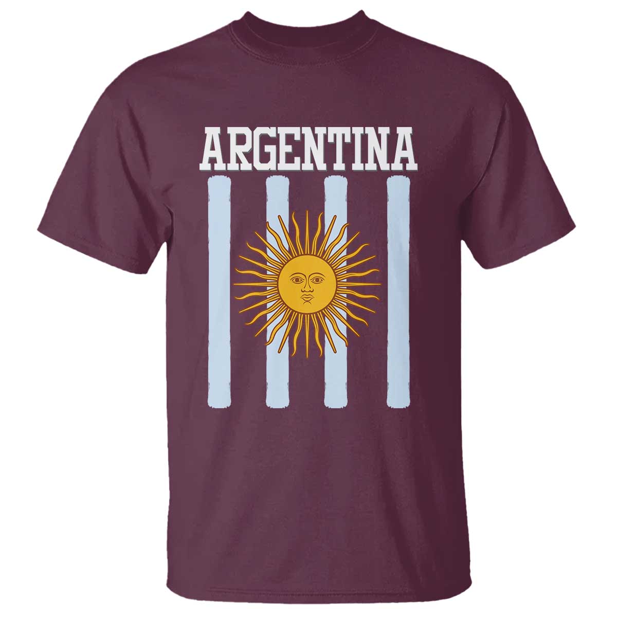 Argentina Sun of May Flag Retro Graphic T Shirt Patriotic Argentine Heritage Pride Souvenir TS02 Maroon Print Your Wear