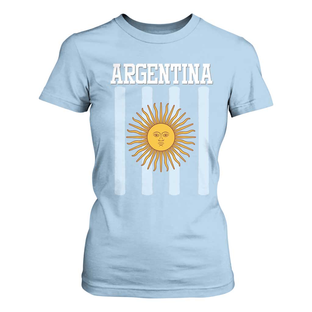 Argentina Sun of May Flag Retro Graphic T Shirt For Women Patriotic Argentine Heritage Pride Souvenir TS02 Light Blue Print Your Wear