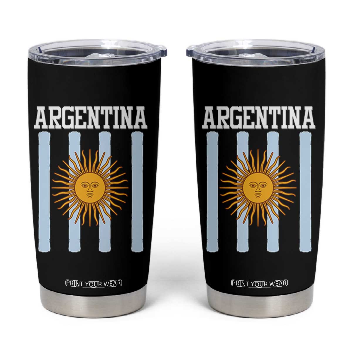 Argentina Sun of May Flag Retro Graphic Tumbler Cup Patriotic Argentine Heritage Pride Souvenir TS02 Black Print Your Wear