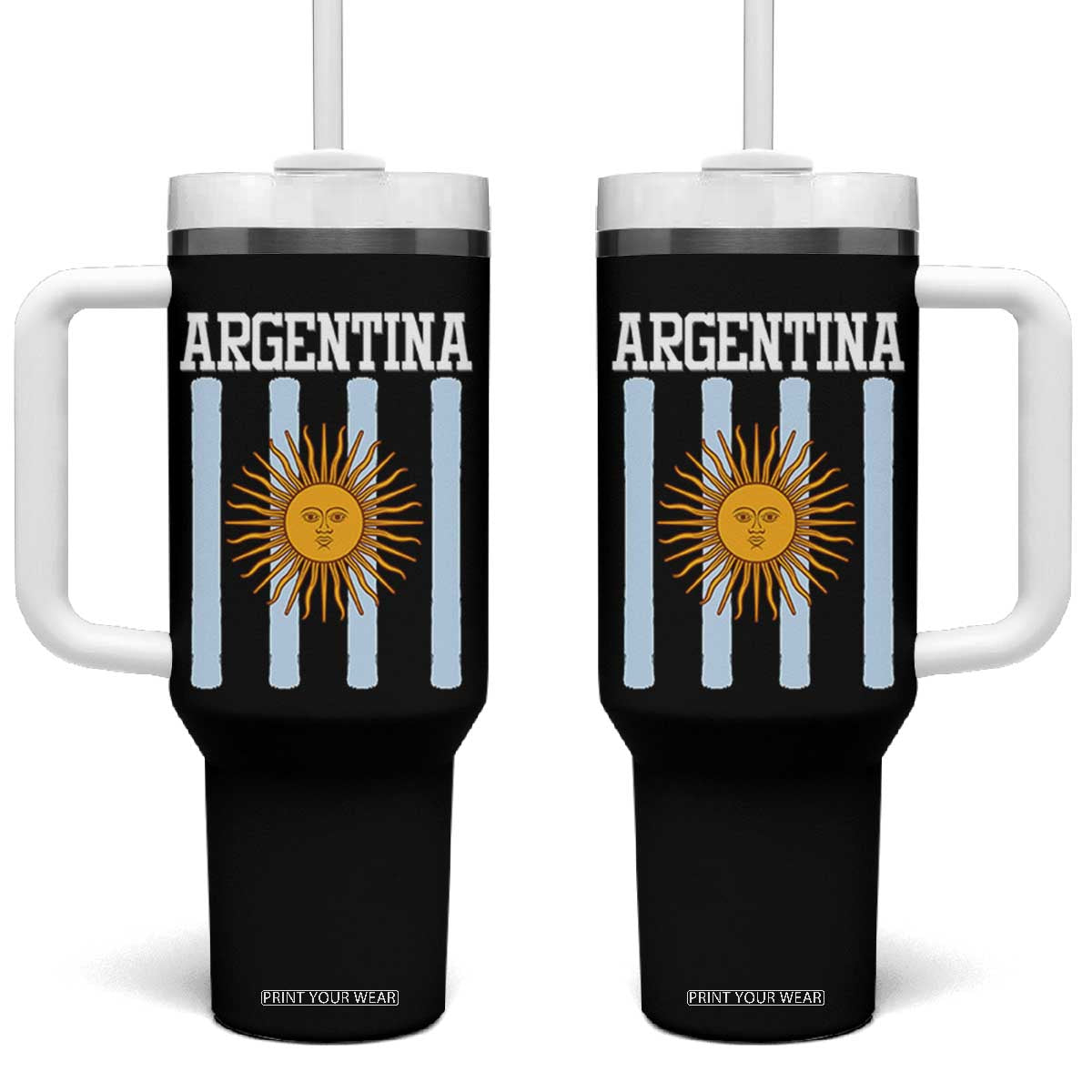Argentina Sun of May Flag Retro Graphic Tumbler With Handle Patriotic Argentine Heritage Pride Souvenir TS02 One Size: 40 oz Black Print Your Wear