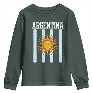 Argentina Sun of May Flag Retro Graphic Youth Sweatshirt Patriotic Argentine Heritage Pride Souvenir TS02 Dark Forest Green Print Your Wear