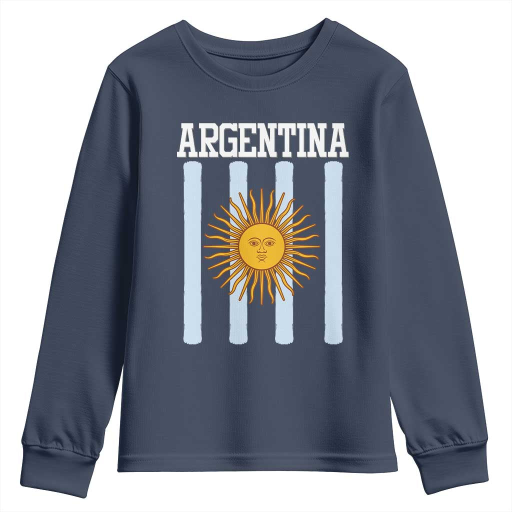 Argentina Sun of May Flag Retro Graphic Youth Sweatshirt Patriotic Argentine Heritage Pride Souvenir TS02 Navy Print Your Wear