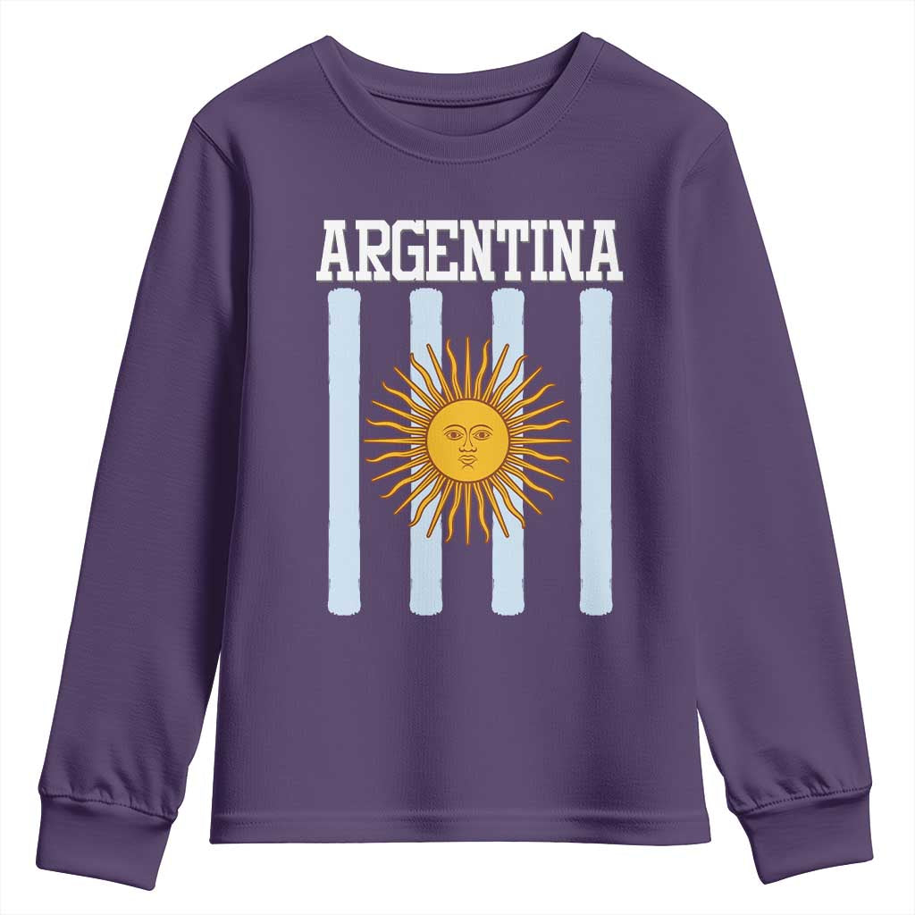 Argentina Sun of May Flag Retro Graphic Youth Sweatshirt Patriotic Argentine Heritage Pride Souvenir TS02 Purple Print Your Wear