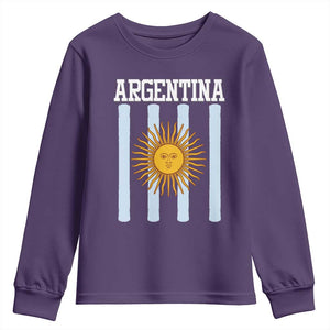 Argentina Sun of May Flag Retro Graphic Youth Sweatshirt Patriotic Argentine Heritage Pride Souvenir TS02 Purple Print Your Wear
