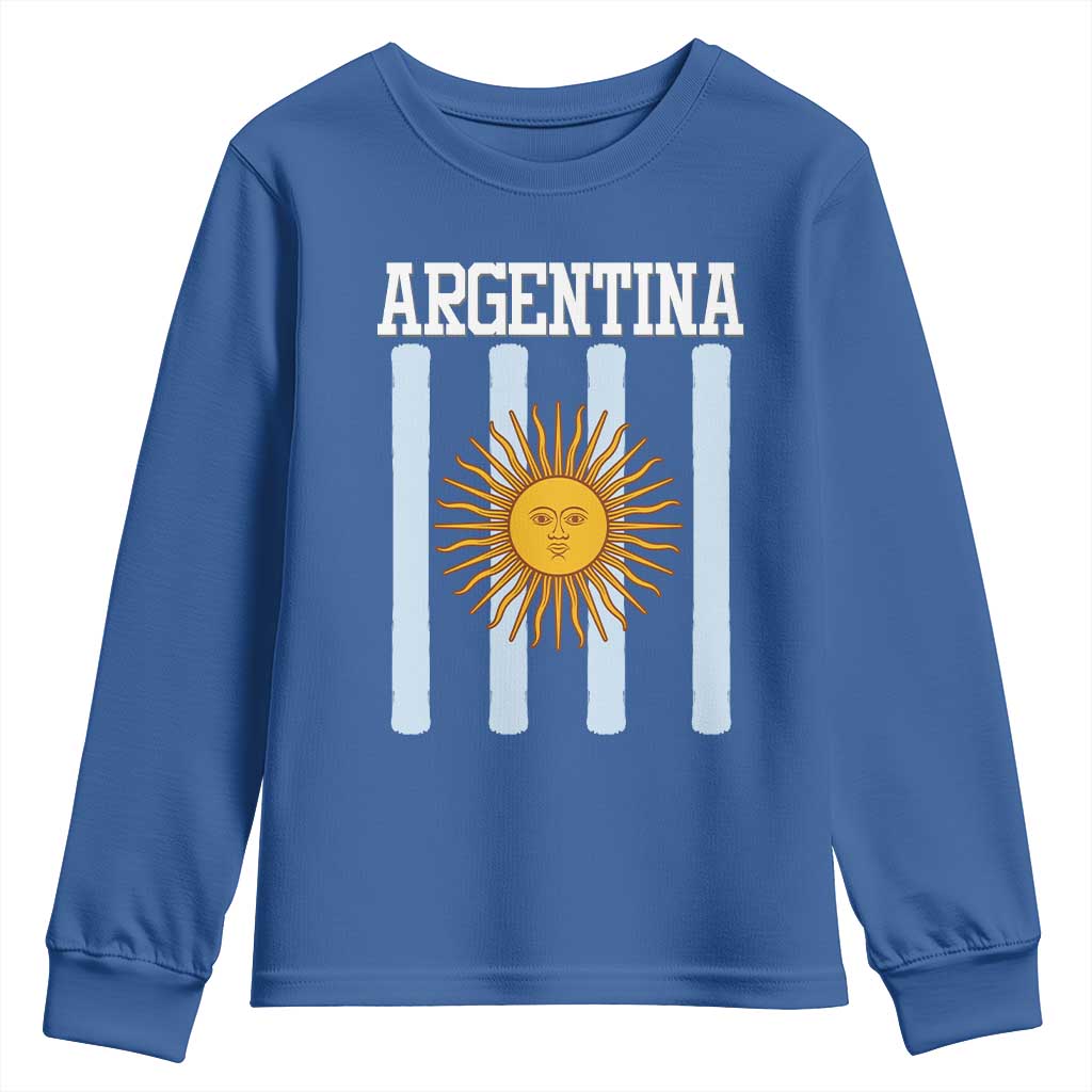 Argentina Sun of May Flag Retro Graphic Youth Sweatshirt Patriotic Argentine Heritage Pride Souvenir TS02 Royal Blue Print Your Wear
