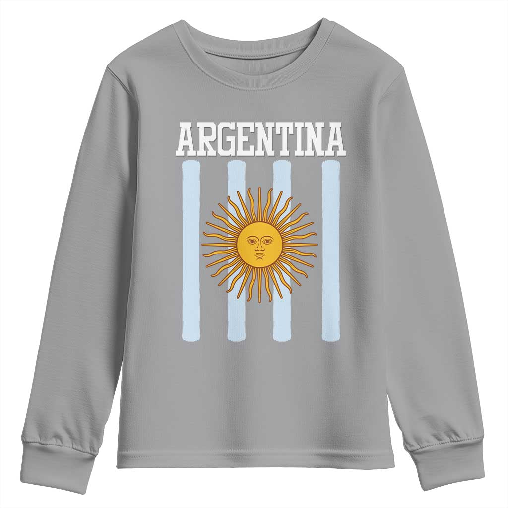 Argentina Sun of May Flag Retro Graphic Youth Sweatshirt Patriotic Argentine Heritage Pride Souvenir TS02 Sport Gray Print Your Wear