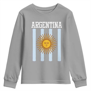 Argentina Sun of May Flag Retro Graphic Youth Sweatshirt Patriotic Argentine Heritage Pride Souvenir TS02 Sport Gray Print Your Wear