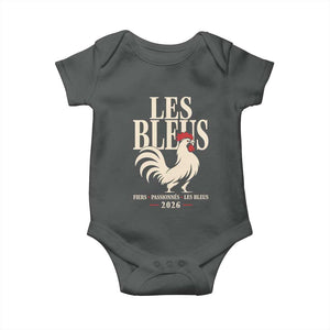 Les Bleus France Soccer Retro Rooster Graphic Baby Onesie Proud Passionate French Pride Vintage Football Fans Gear TS02 Dark Heather Print Your Wear