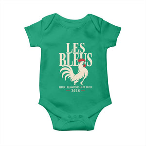 Les Bleus France Soccer Retro Rooster Graphic Baby Onesie Proud Passionate French Pride Vintage Football Fans Gear TS02 Irish Green Print Your Wear