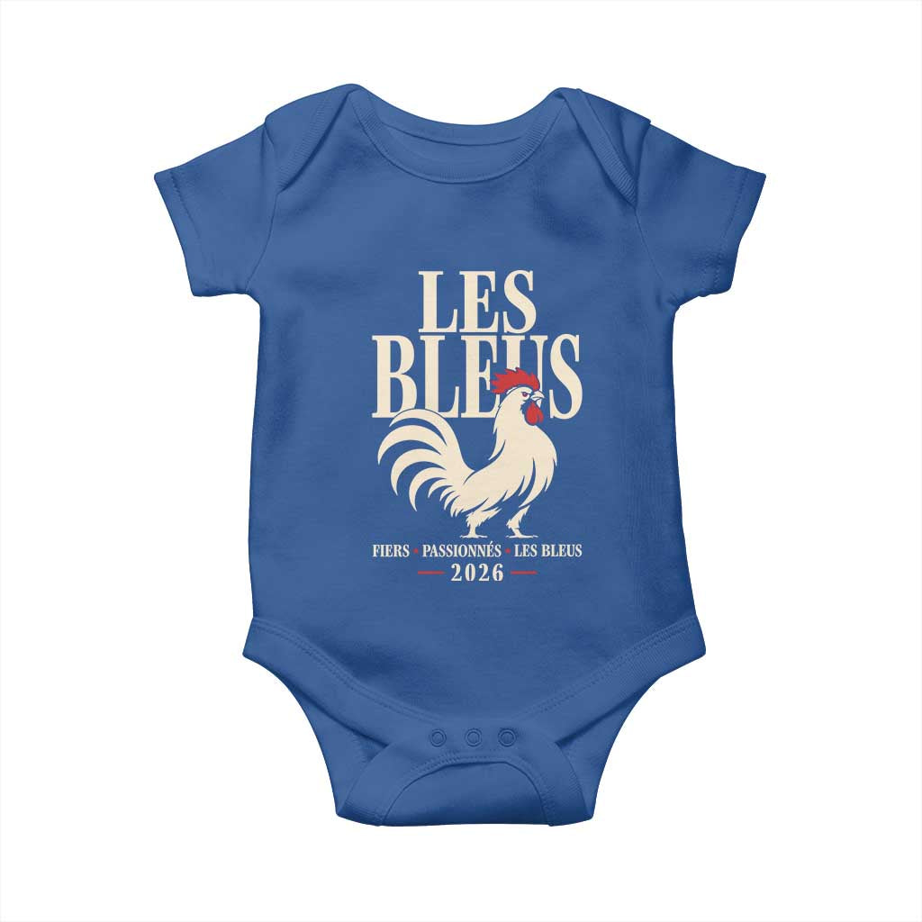 Les Bleus France Soccer Retro Rooster Graphic Baby Onesie Proud Passionate French Pride Vintage Football Fans Gear TS02 Royal Blue Print Your Wear