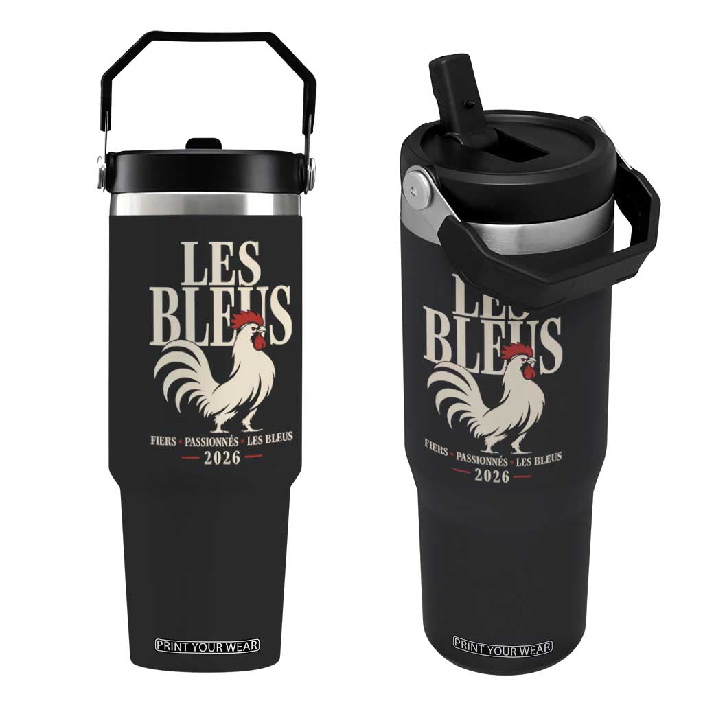 Les Bleus France Soccer Retro Rooster Graphic Flip Straw Tumbler Proud Passionate French Pride Vintage Football Fans Gear TS02 One Size: 30 oz Black Print Your Wear