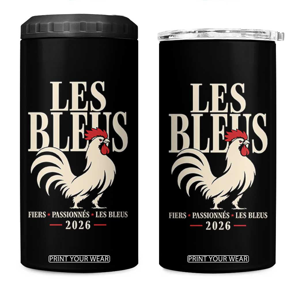 Les Bleus France Soccer Retro Rooster Graphic 4 in 1 Can Cooler Tumbler Proud Passionate French Pride Vintage Football Fans Gear TS02 One Size: 16 oz Black Print Your Wear