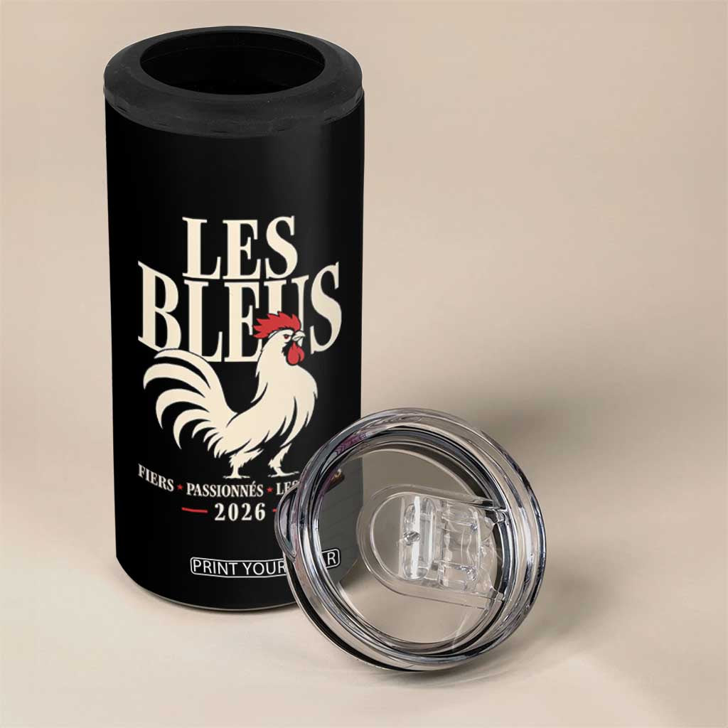 Les Bleus France Soccer Retro Rooster Graphic 4 in 1 Can Cooler Tumbler Proud Passionate French Pride Vintage Football Fans Gear TS02 Print Your Wear
