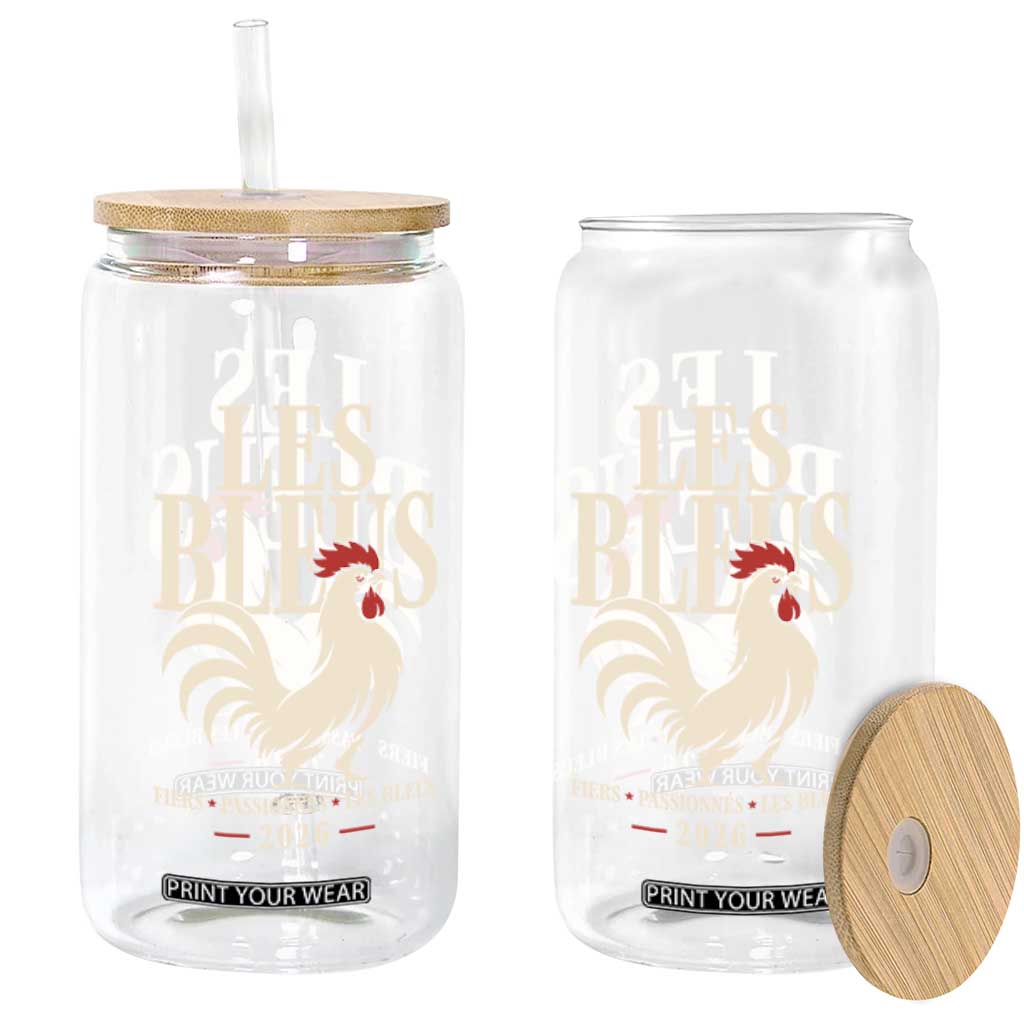 Les Bleus France Soccer Retro Rooster Graphic Glass Can Proud Passionate French Pride Vintage Football Fans Gear TS02 Print Your Wear
