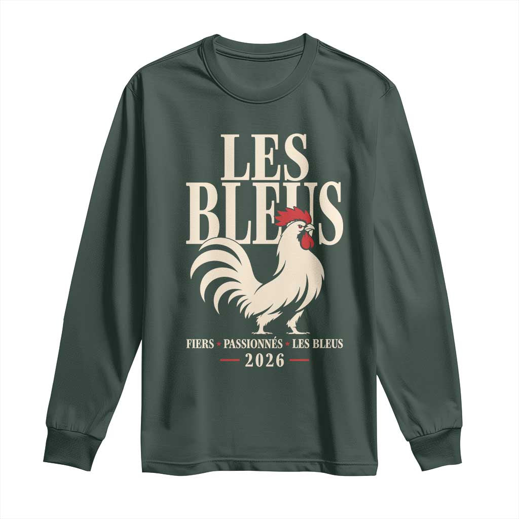 Les Bleus France Soccer Retro Rooster Graphic Long Sleeve Shirt Proud Passionate French Pride Vintage Football Fans Gear TS02 Dark Forest Green Print Your Wear