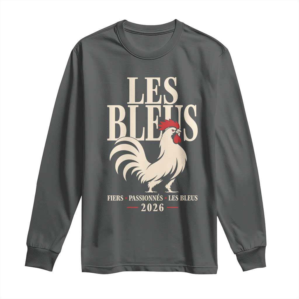 Les Bleus France Soccer Retro Rooster Graphic Long Sleeve Shirt Proud Passionate French Pride Vintage Football Fans Gear TS02 Dark Heather Print Your Wear