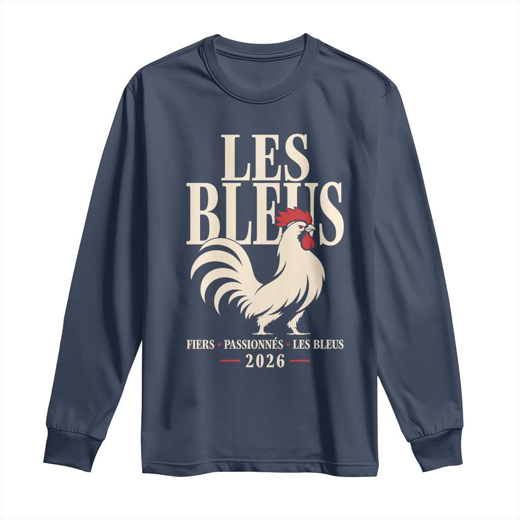 Les Bleus France Soccer Retro Rooster Graphic Long Sleeve Shirt Proud Passionate French Pride Vintage Football Fans Gear TS02 Navy Print Your Wear