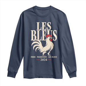Les Bleus France Soccer Retro Rooster Graphic Long Sleeve Shirt Proud Passionate French Pride Vintage Football Fans Gear TS02 Navy Print Your Wear