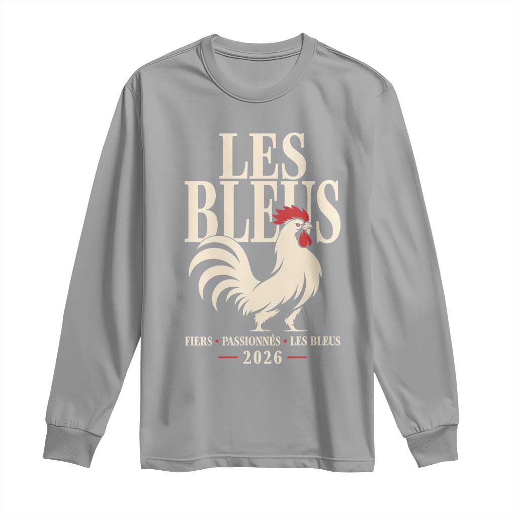 Les Bleus France Soccer Retro Rooster Graphic Long Sleeve Shirt Proud Passionate French Pride Vintage Football Fans Gear TS02 Sport Gray Print Your Wear