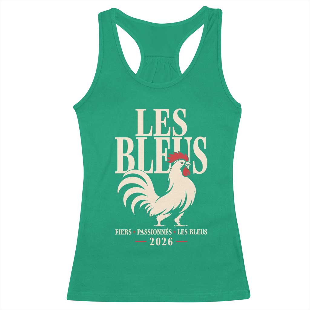 Les Bleus France Soccer Retro Rooster Graphic Racerback Tank Top Proud Passionate French Pride Vintage Football Fans Gear TS02 Irish Green Print Your Wear